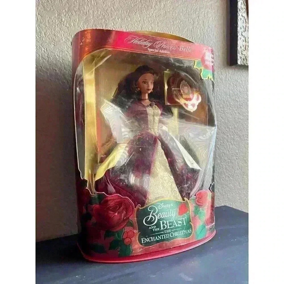 VINTAGE 1997 Holiday Princess Belle Barbie Doll Disney Beauty & the Beast Mattel - Picture 2 of 8